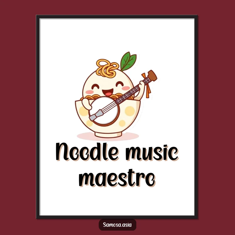 Funny Ramen Banjo Digital Art: Noodle Arms Print, Hilarious Instant Download