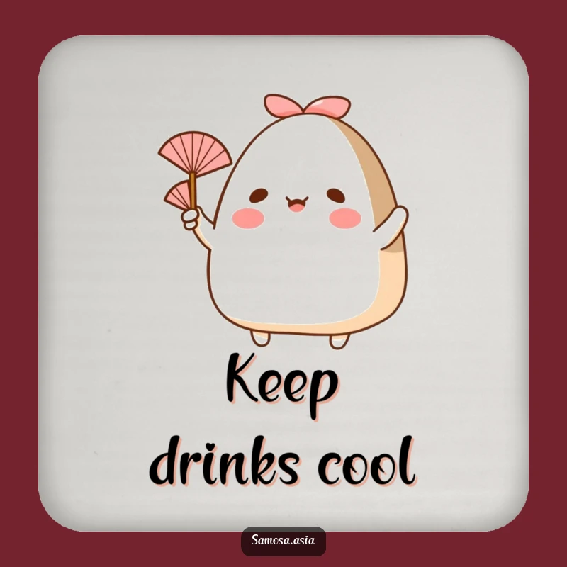 Funny Onigiri Fan Coasters: Serve Drinks with Cooling Cheer