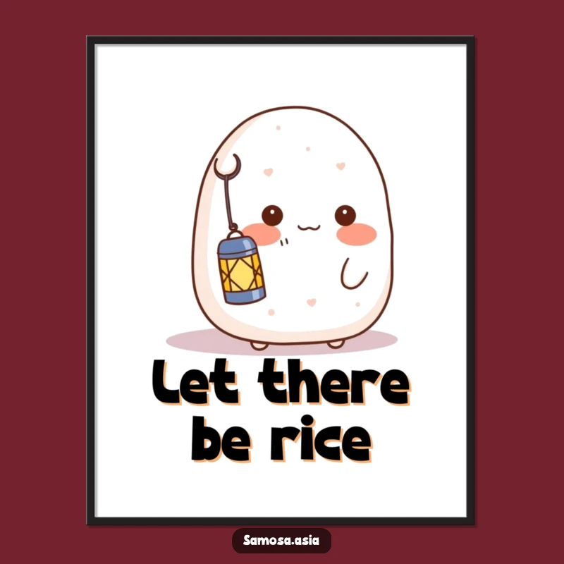 Funny Shy Onigiri Lantern Poster - Charming Wall Art Gift