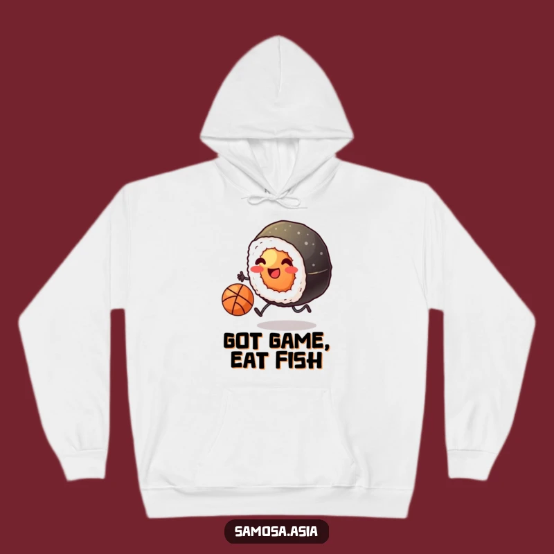 Funny Sushi Basketball Hoodie: Kicking Roll Comfort, Cozy & Hilarious Warmth