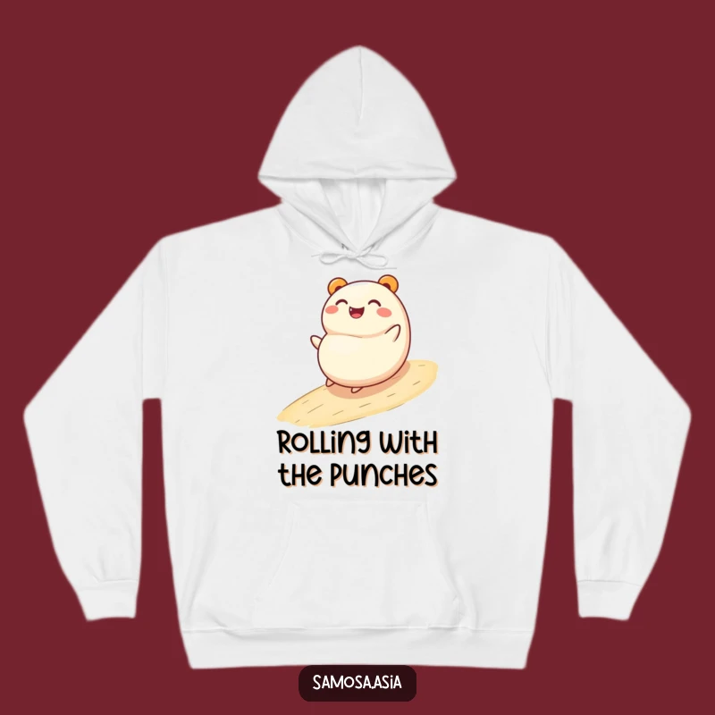 Cozy Funny Bao Bun Rolling Hoodie - Warm & Hilarious Cartoon Apparel