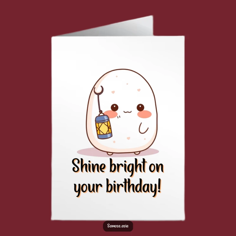 Free Printable Birthday Card: Shy Onigiri Lantern - Sweet Downloadable Birthday Gift