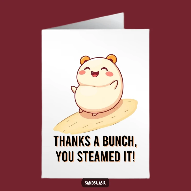 Free Printable Thank You Card: Adorable Rolling Bao Bun - Quick Download Appreciation Gift