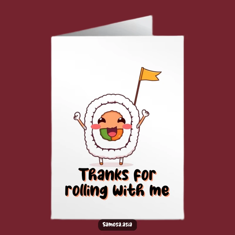 Funny Free Printable Thank You Card: Sushi Roll Expresses Gratitude Adorably Download